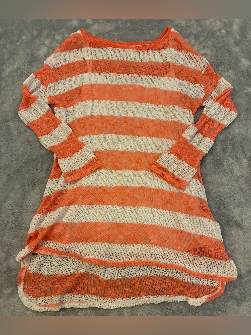 Maternity Lightweight Orange/Cream Striped Women's Knit Top by Motherhood Size S
